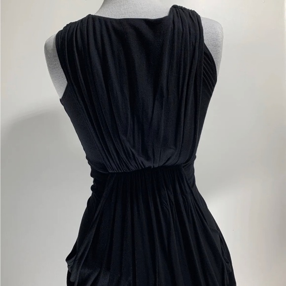 Dorothy Perkins Black Dress Sleeveless Draped Waterfall Knee Length Stretch UK 8 - Picture 12 of 12